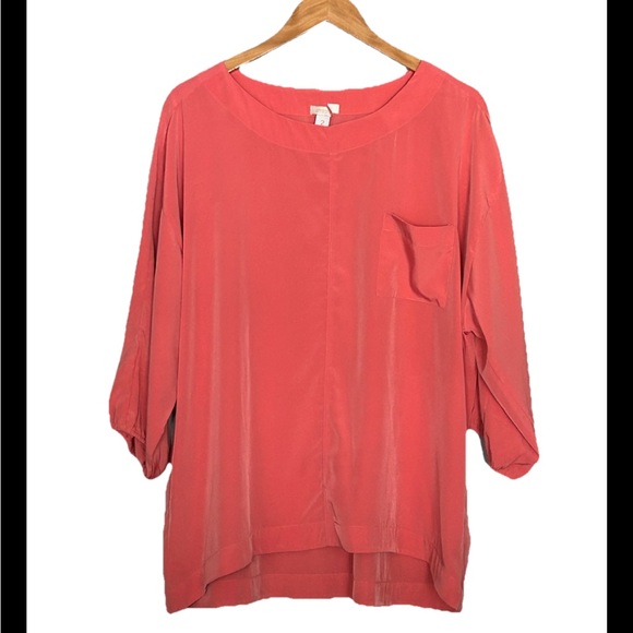 Chicos Peachy Pink Scoop Neck Front Pocket Polyester Blouse Women’s Size 2 (LG)‎ - Picture 1 of 6